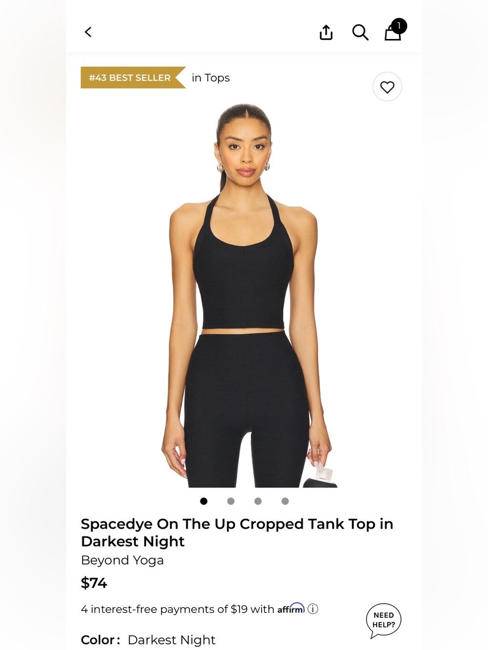 Beyond Yoga Black Racerback Cropped Sports Bra Tank